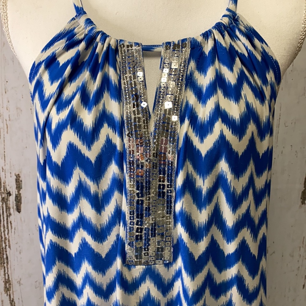 INC International Concepts Blue And White Top - Picture 2 of 5